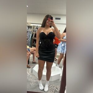 Primavera Couture Black Strapless Dress